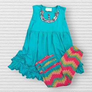 Sage & Lilly Girls 5 Tunic Set Blue Tank Top Ruffle Colorful